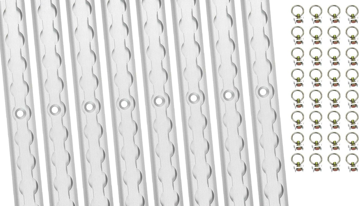 Heavy Duty Aluminum 4ft L-Track (4 Pcs) with Stainless Steel Ring (16 Pcs) Tie Down System K14559