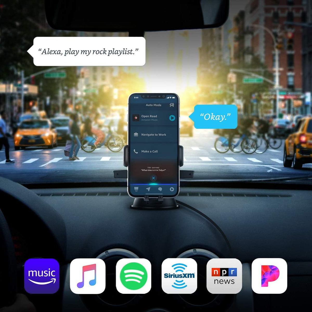 Car Mount Phone Holder with Alexa Built in X521