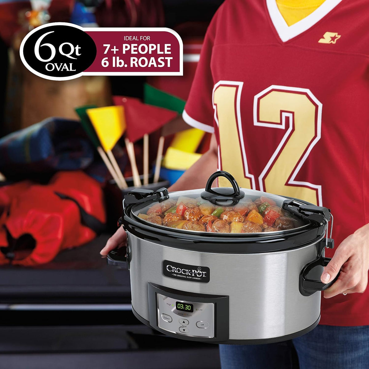 6 Quart Programmable Slow Cooker with Digital Timer, Stainless Steel E2105