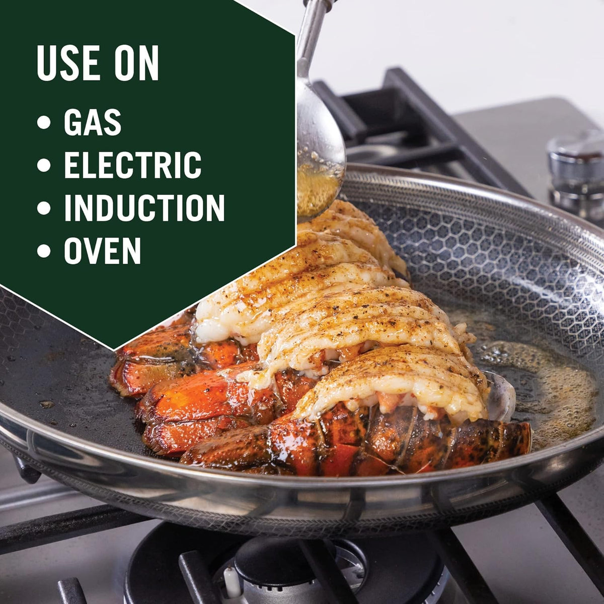 7-Quart Saute Pan and 12-Inch Frying Pan with Lid Set, Hybrid Nonstick Stainless Steel Y49770