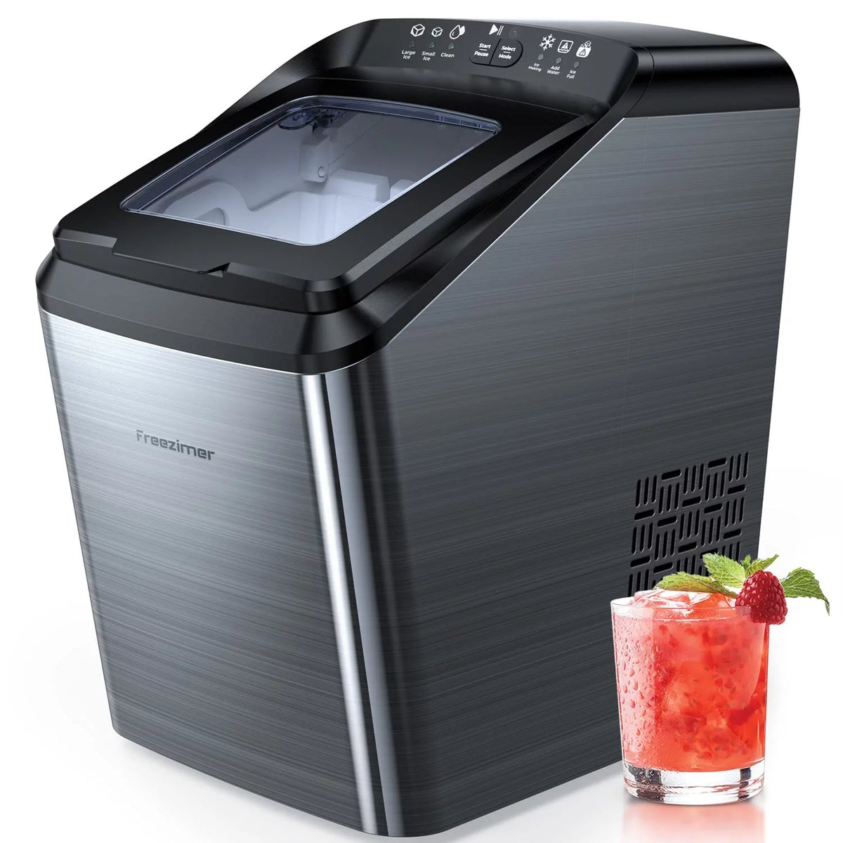 Black Countertop Bullet Ice Maker, 33Lbs, 2 Size Ice Cubes H898