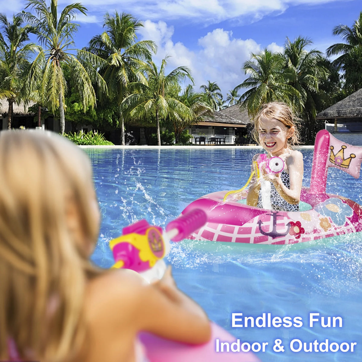 Pink Inflatable Toddler Pool Float Y580