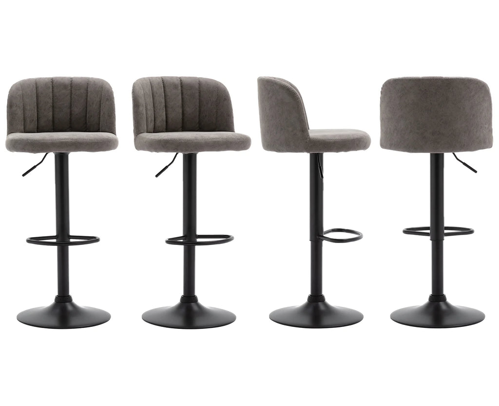 Grey Faux Leather Swivel Bar Stools Set of 2 Q21896