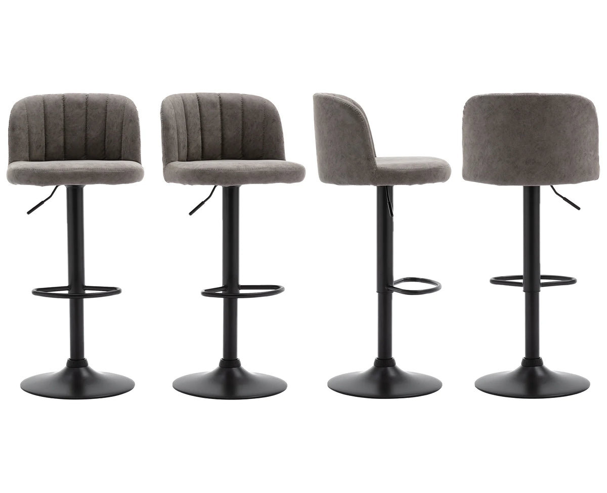 Grey Faux Leather Swivel Bar Stools Set of 2 Q21896