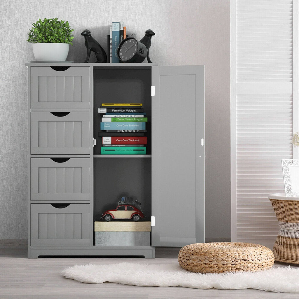 Grey Wooden 4 Drawer Bathroom Floor Cabinet M87712