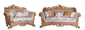 Antique Bronze Wood Trim Sofa Set 2 P926
