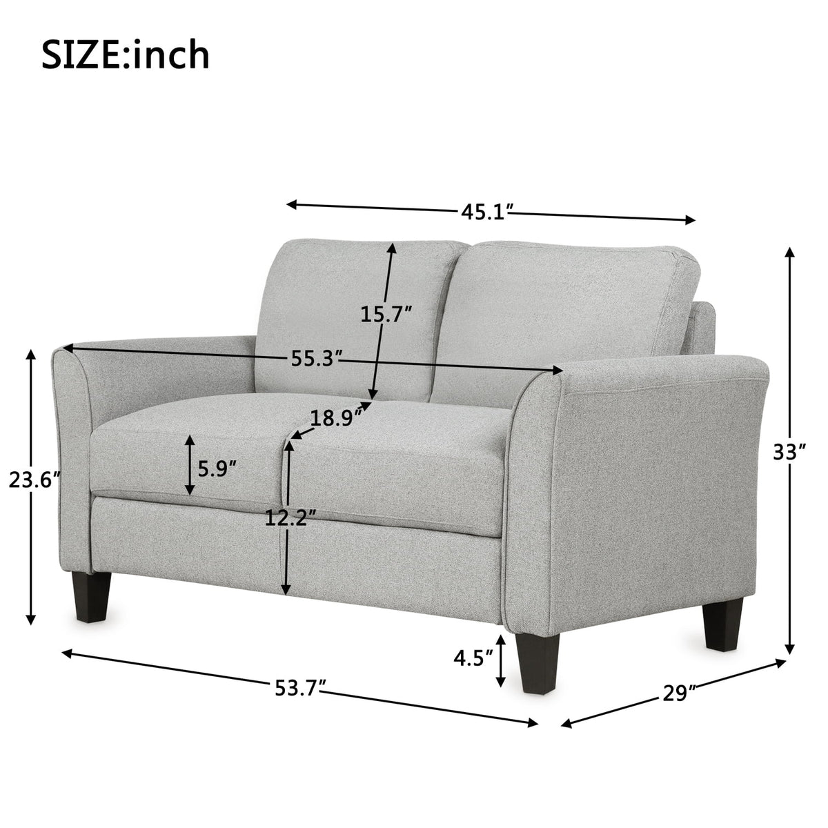 Light Gray Loveseat Sofa M188