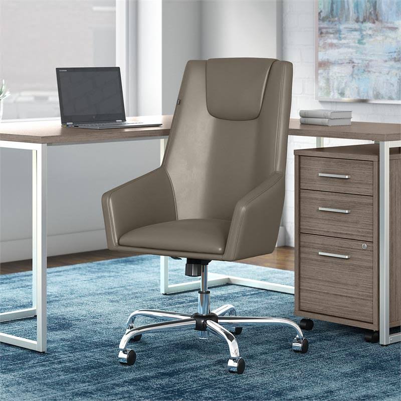 Washed Gray Bonded Leather High Back Box Chair Y841843