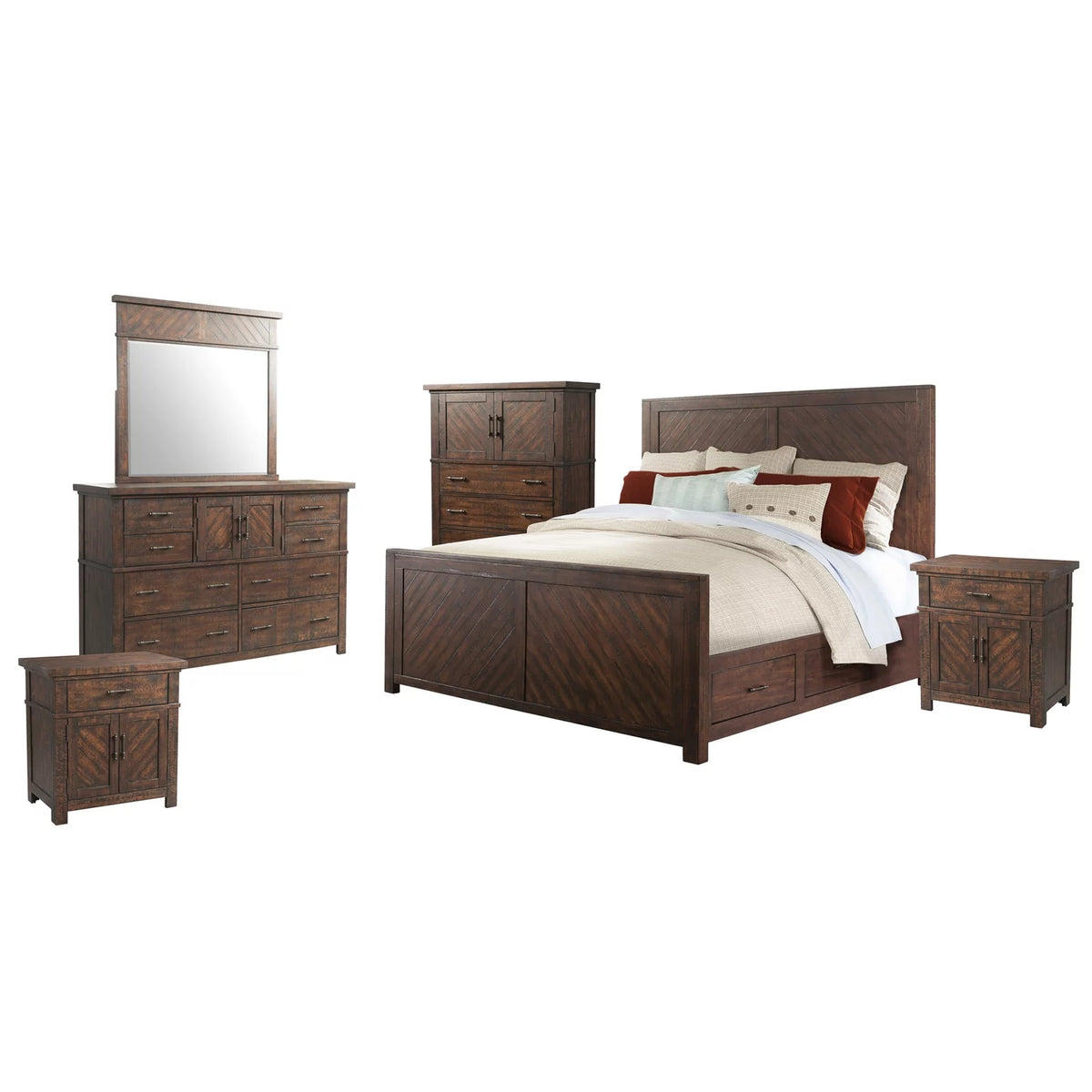 6 Piece King Platform Storage Bedroom Set V4482