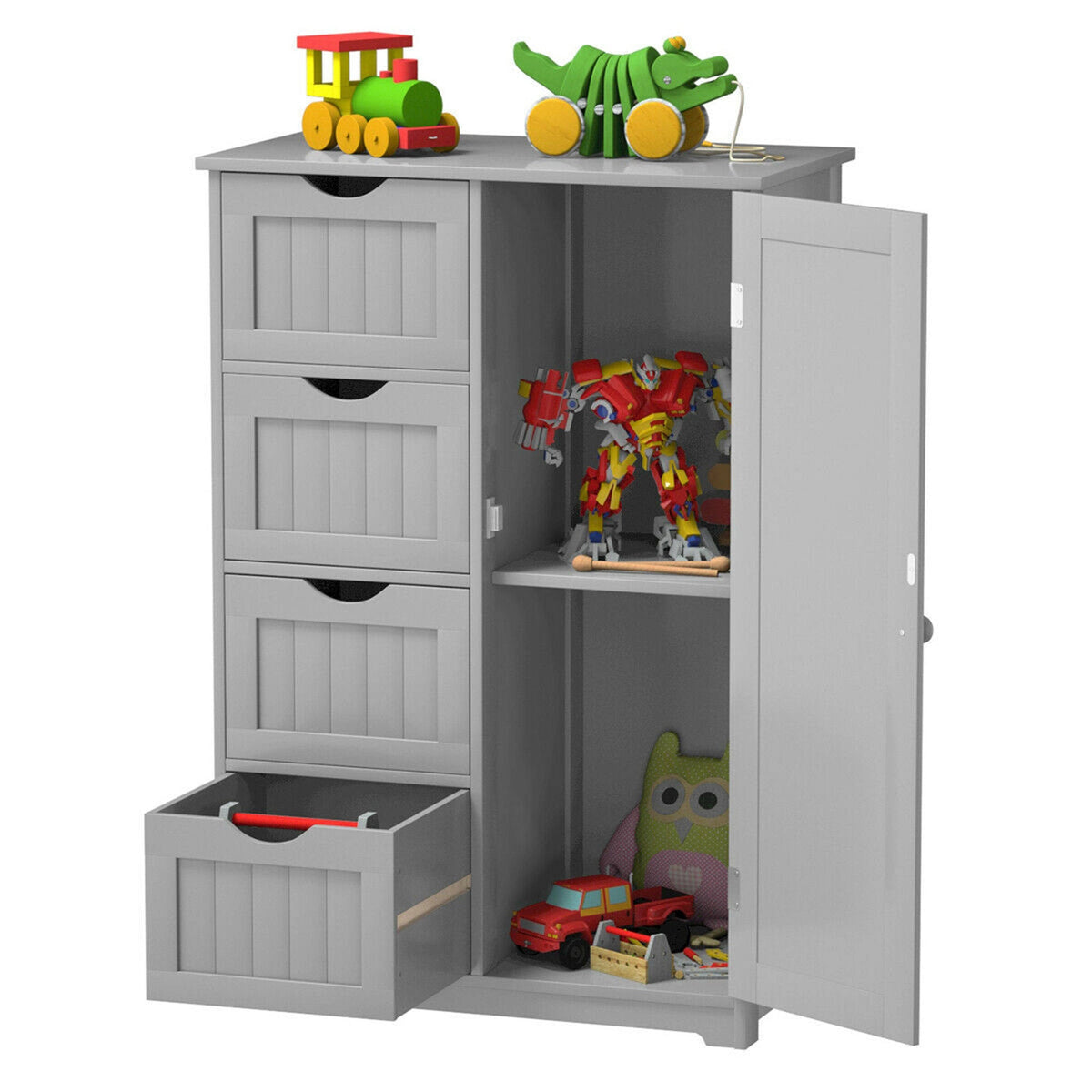 Grey Wooden 4 Drawer Bathroom Floor Cabinet M87712
