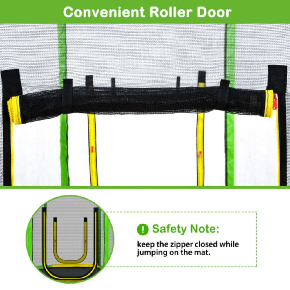 7FT Round Trampoline with Safety Enclosure Net, Slide and Ladder J75240