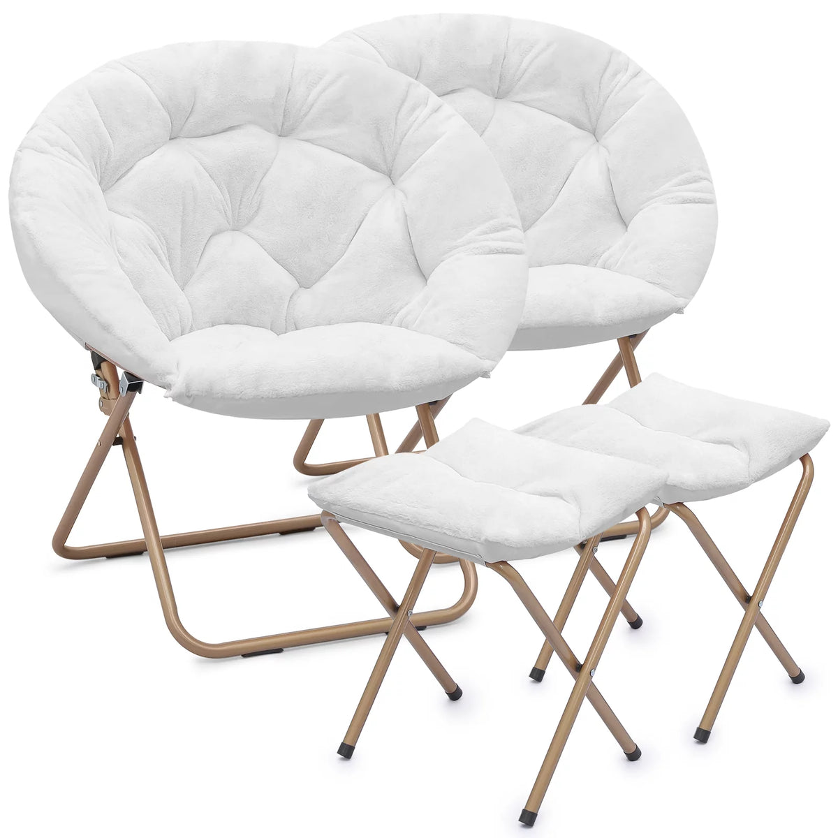 Set of 2 Oversized Folding Lounge Chair with Ottoman C713983