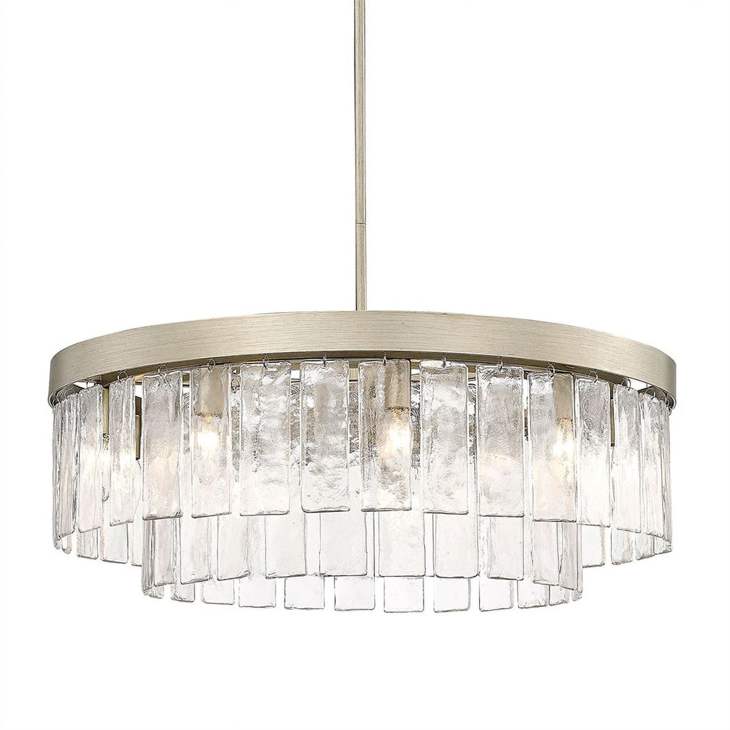 9-Light Chandelier with Hammered Water Glass X970