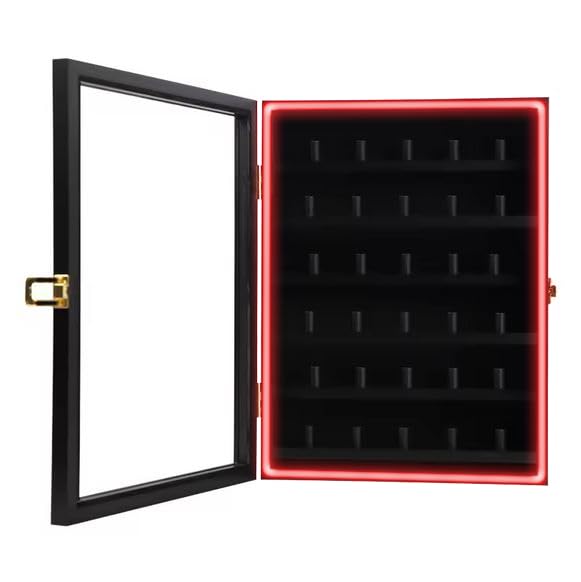 Black 30 Ring Glass Shadow Box with Lock Z40636