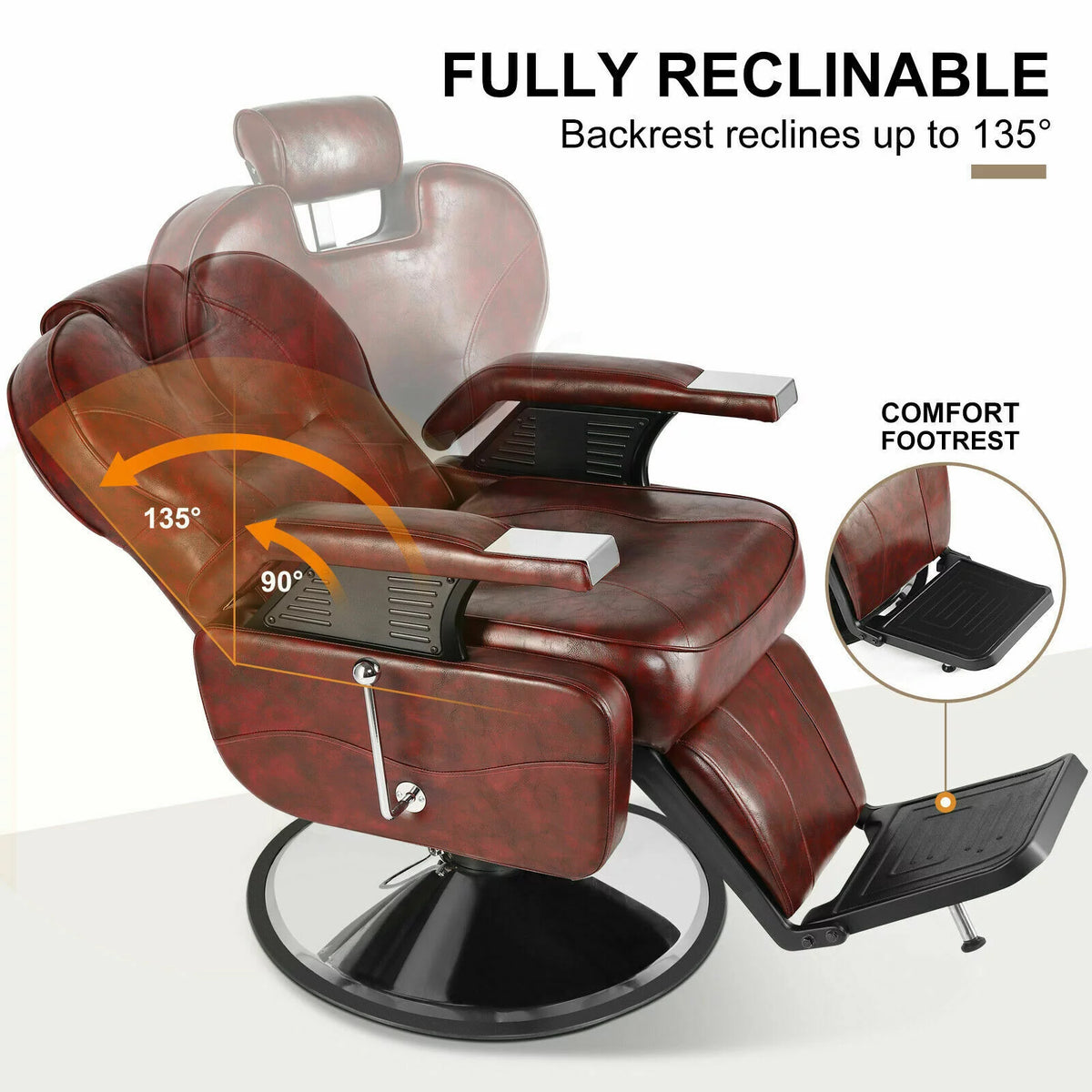 Hydraulic Red Recliner Barber Chair P433