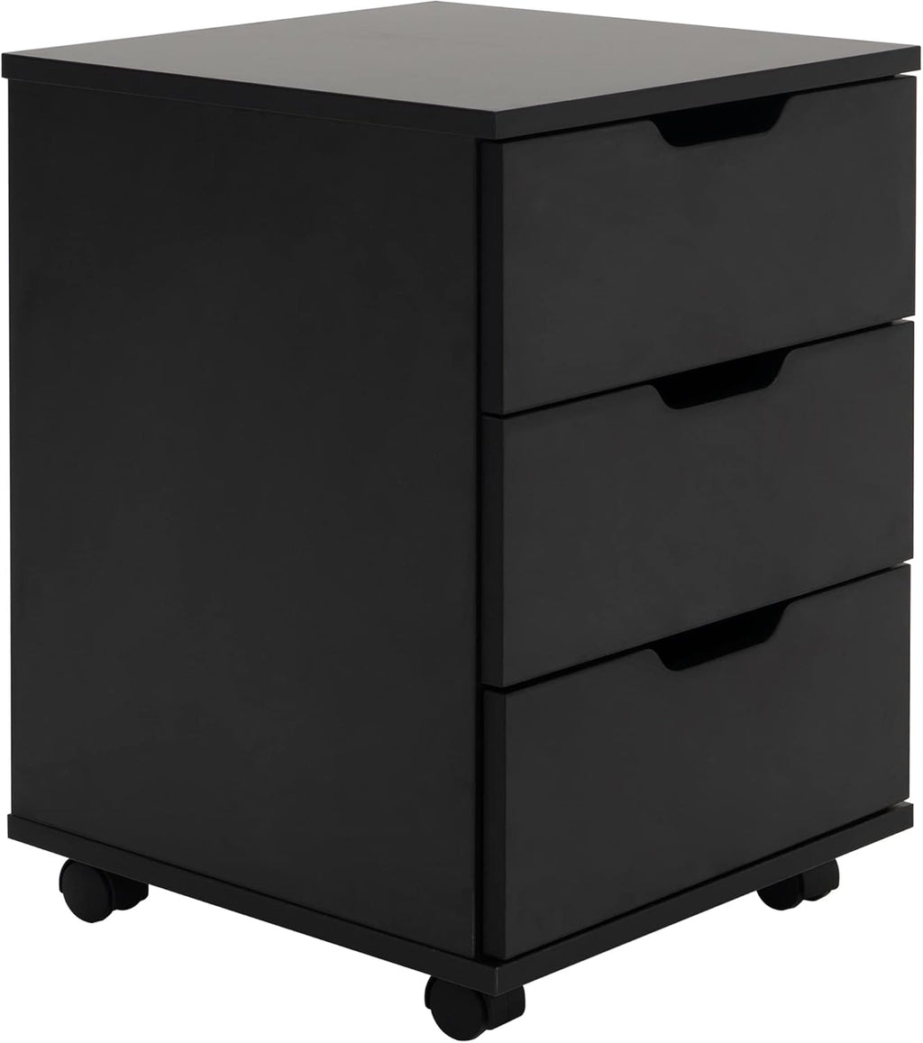 White 3-Drawer Rolling Wood Mobile File Cabinet with Casters K6570