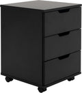 White 3-Drawer Rolling Wood Mobile File Cabinet with Casters K6570