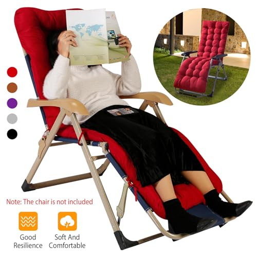 Sun Lounge Chair Cushions, 67 in Patio High Back Recliner Lounger Cushion with Ties, Thick Lounge Chaise Pads V76316
