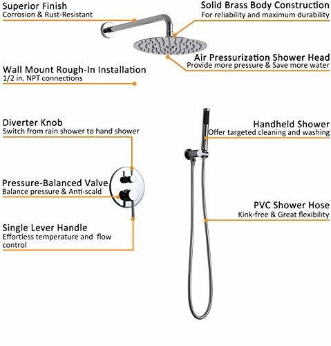 Chrome Wall Mounted Rain Shower Faucet Set with Hand Shower T32772