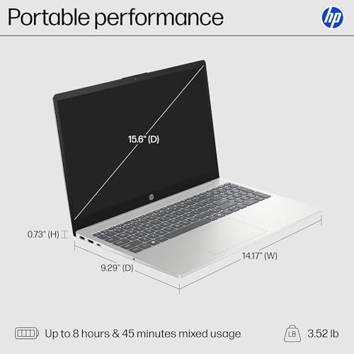 15.6 inch Laptop with HD Touchscreen Display, AMD Ryzen 5 7520U, 8 GB RAM, 512 GB SSD, AMD Radeon Graphics, Windows 11 Home, Natural Silver Y321511