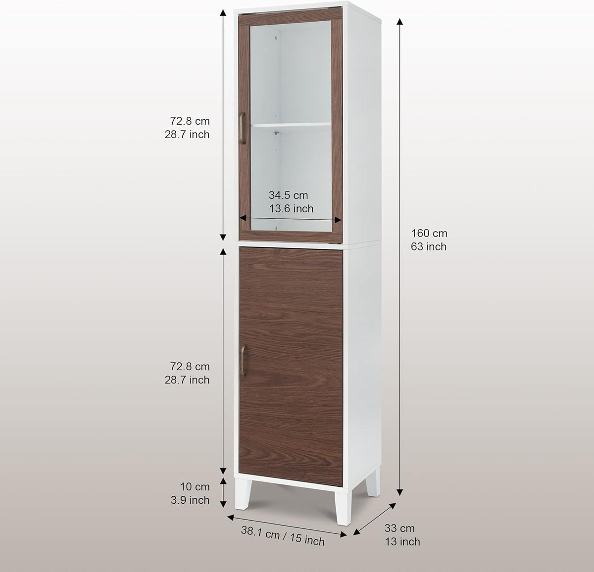 White Natural Wood Bathroom Linen Cabinet C5681