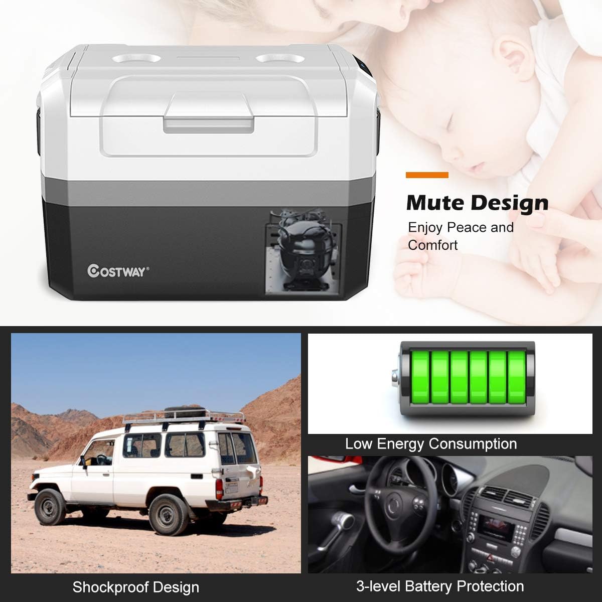 Portable Car Refrigerator 48-Quart Compressor Travel Fridge V15877