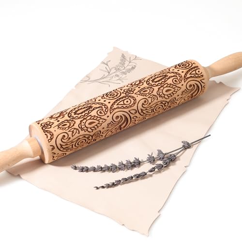 17" Wooden Rolling Pins with Embossed Designs M617118