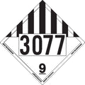 UN 3077 Miscellaneous Dangerous Goods Hazmat Placard, Rigid Vinyl (Pack of 25) M77657