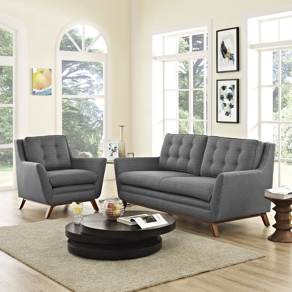 Grey Fabric Sofa Set of Two A183