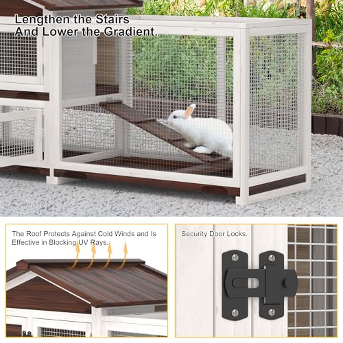 2 Story Wooden Rabbit Hutch with 3 Removable Tray M870
