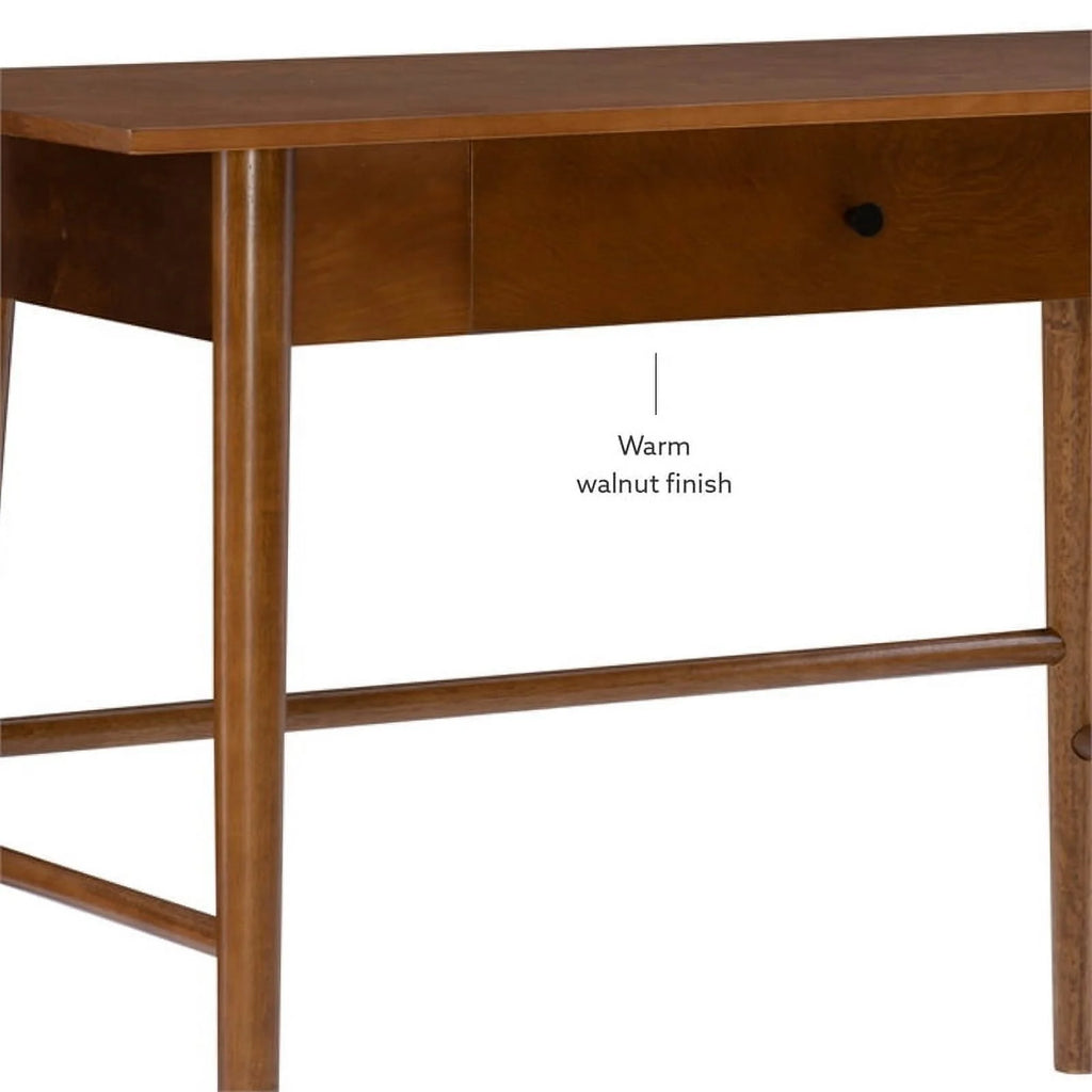 Mid-Century Wood/Metal Office Desk in Walnut Brown J641