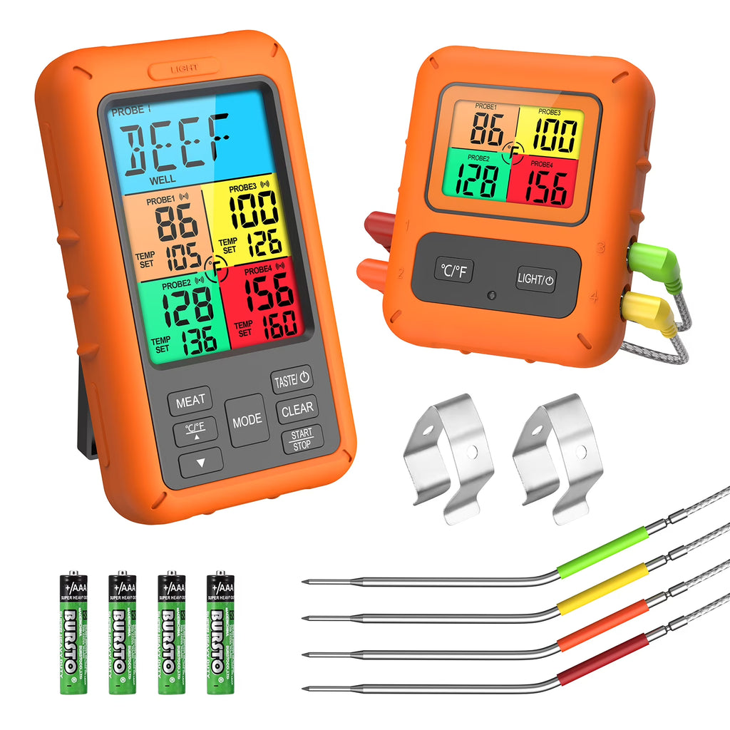 Wireless Meat Thermometer with 4 Meat Probes B704038