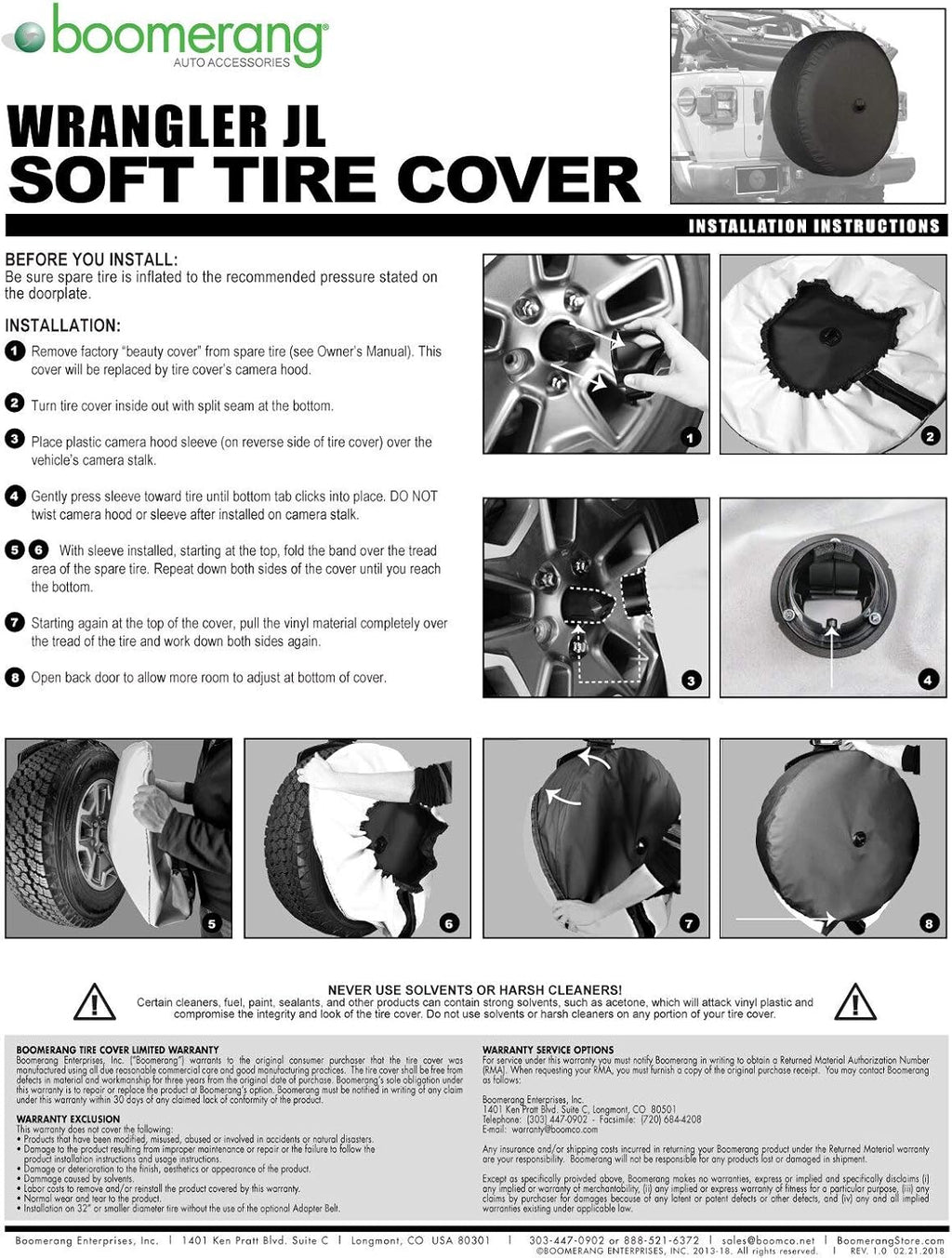 33 Soft Tire Cover for Jeep Wrangler JL with Back-up Camera F1305