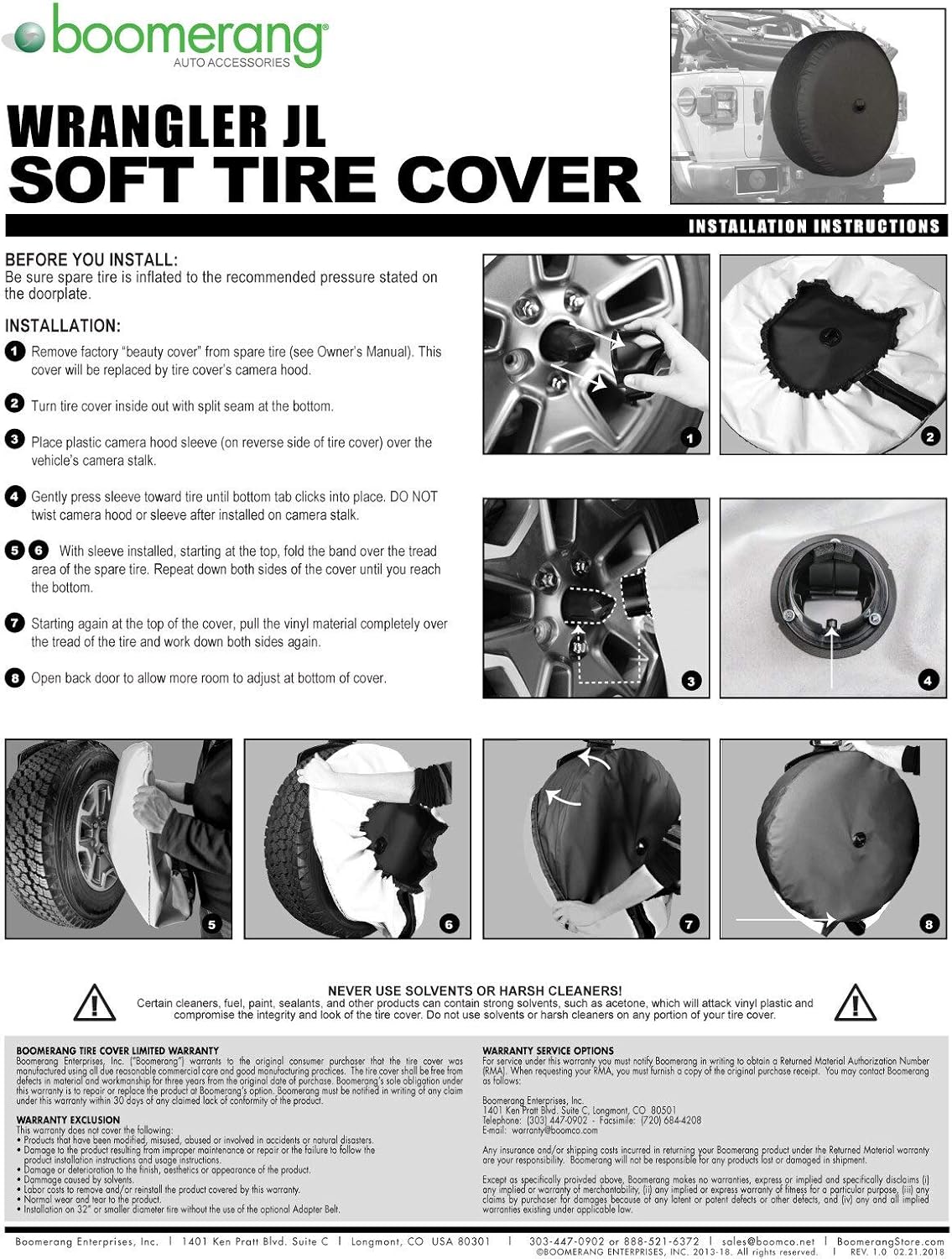 33 Soft Tire Cover for Jeep Wrangler JL with Back-up Camera F1305