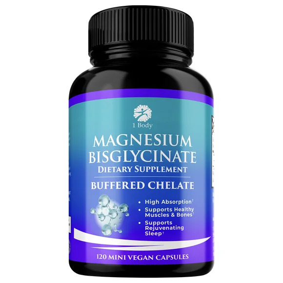 Magnesium Bisglycinate 44 mg Supplement 120 Vegan Capsules E186235