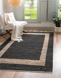 Black Navy Blue 9' x 12' Jute Rug Q6526