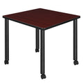 30x22 Square Mobile Breakroom Table Mahogany Black B89007