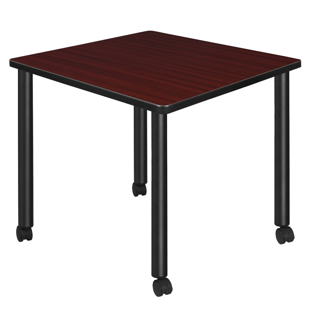 30x22 Square Mobile Breakroom Table Mahogany Black B89007