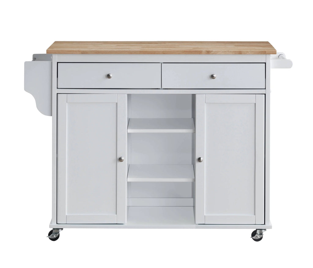 Black & White Kitchen Island with Wheels U51342