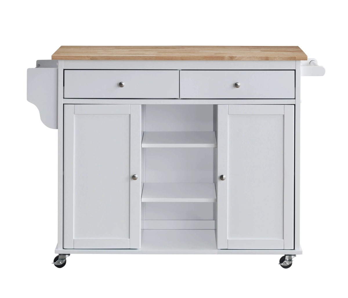 Black & White Kitchen Island with Wheels U51342