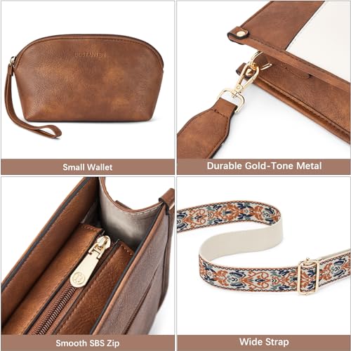 2PCS Vegan Leather Crossbody Shoulder Bag with Wide Guitar Strap T951