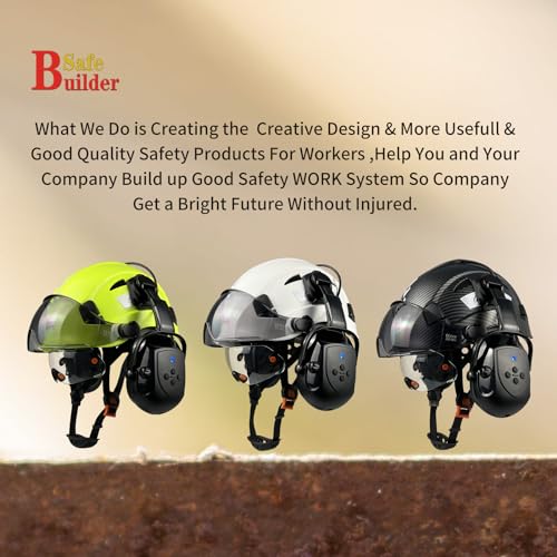 Safety Helmet with Visor Bluetooth Ear Muffs SNR 26dB Hard Hat Vented C5990