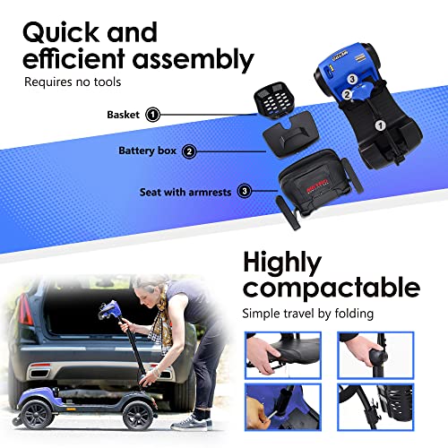 Red 4 Wheel Lightweight Electric Mobility Scooter with Extended Battery and Basket N16231