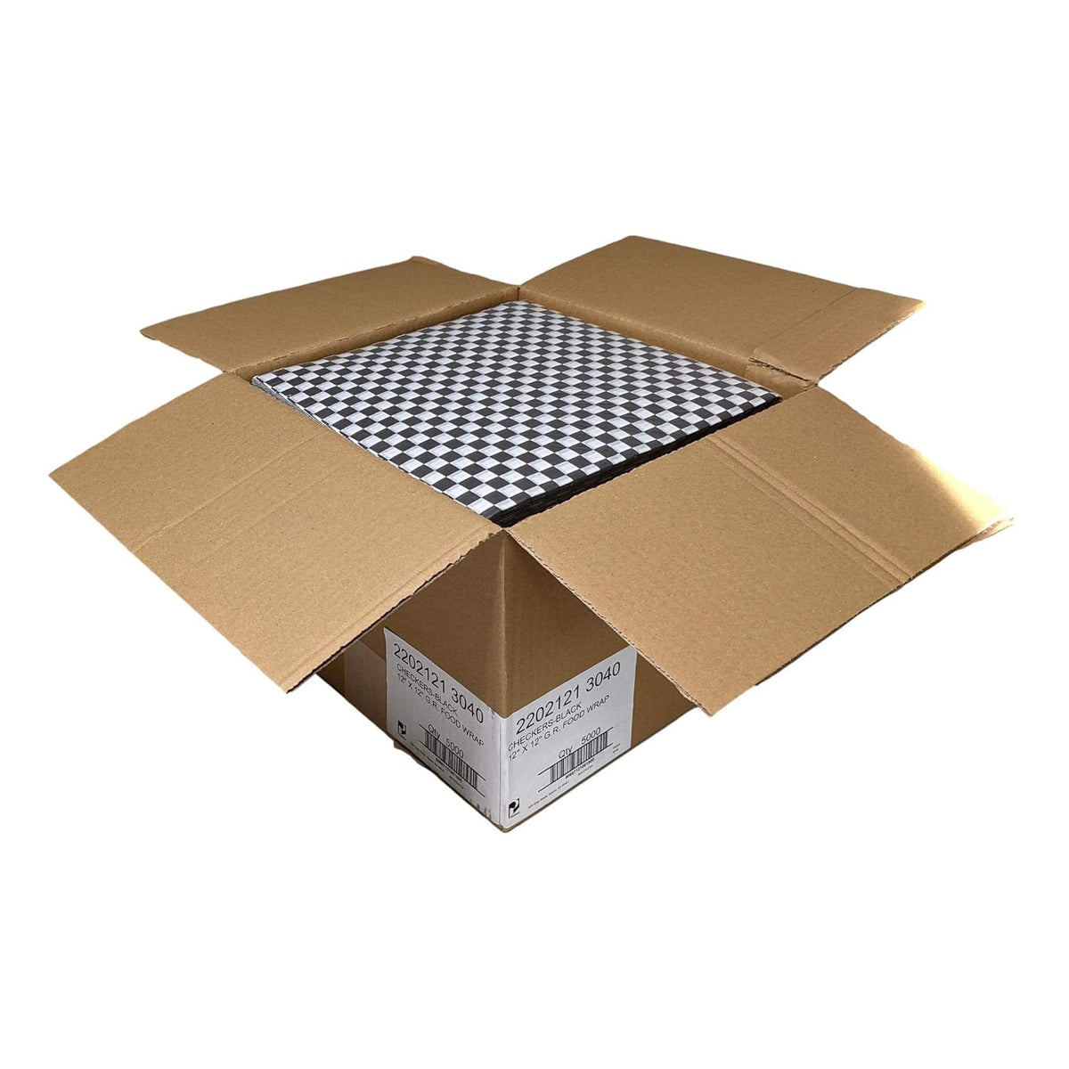12 x 12 Black Checkers Grease-Resistant Food-Safe Deli Sandwich Wrap Paper Sheets/Basket Liners, Case of 5000 B751913