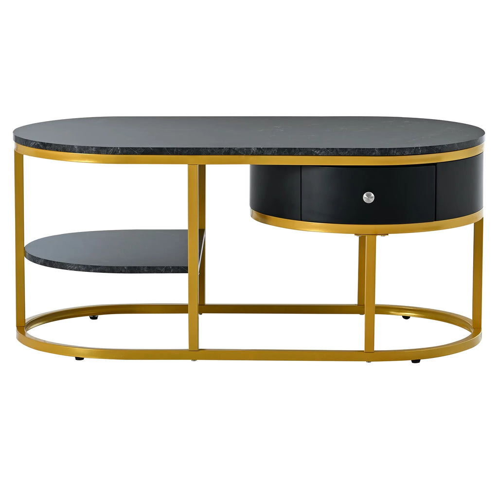 Black Marble Coffee Table with Storage M742