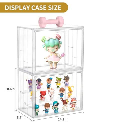 Acrylic 3 Layer Adjustable Display Case with Magnetic Door 2Pack G8013