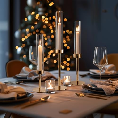 Black Set of 6 Glass Taper Candle Holders F333796