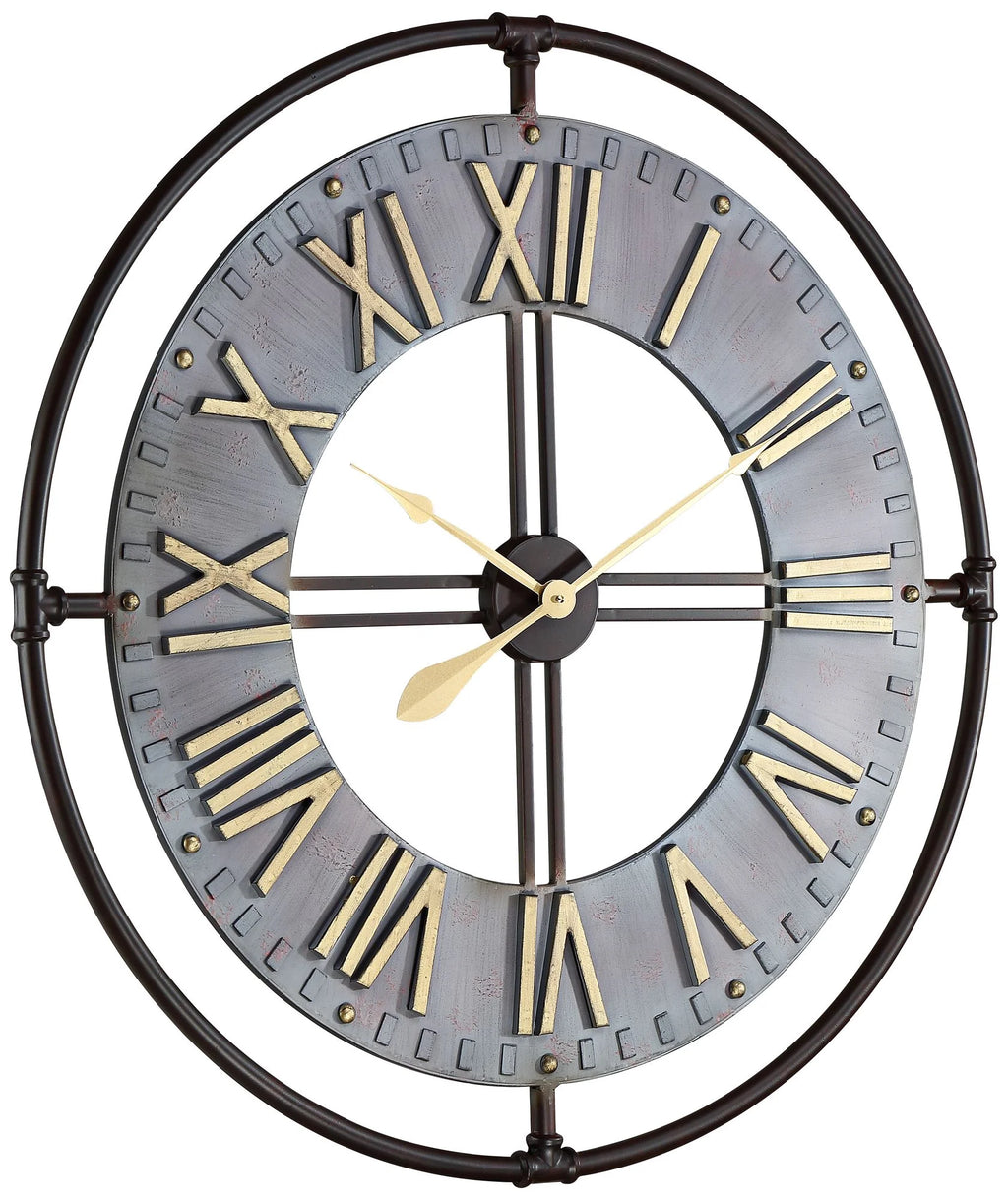33" Wide Steel and Gold Wall Clock H68418