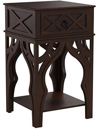 Ornate Moroccan Style Table, Brown Q415