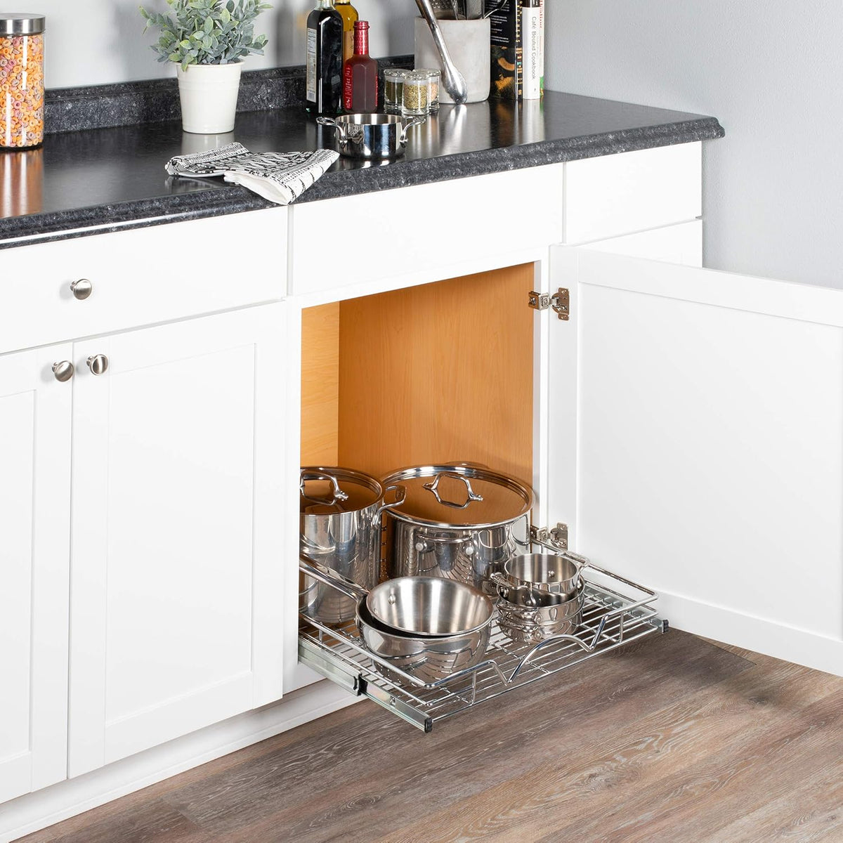 Chrome Heavy Duty Pull Out Drawer Cabinet Organizer A13067
